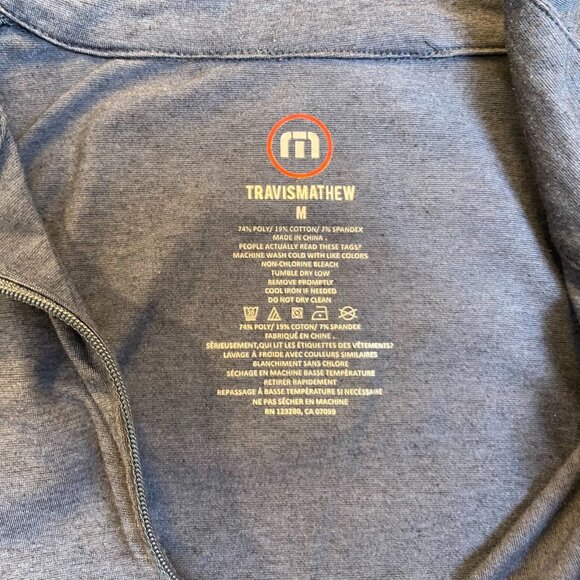 Travis Mathew Mens Long Sleeve 1/4 Zip Pullover Shirt M Blue Polyester/Spandex - Picture 6 of 12